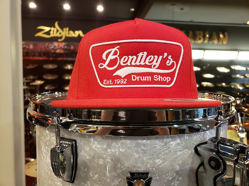 Bentley's Drum Shop Clothback Snapback Hat in Red w/ White Logo